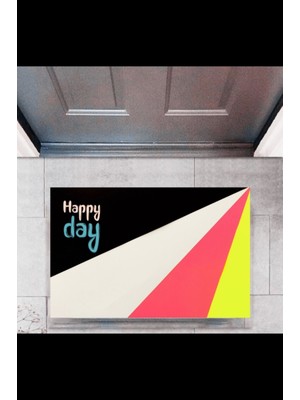 Kapı Önü Paspası Dekoratif Dijital Baskı Happy Day P-2322