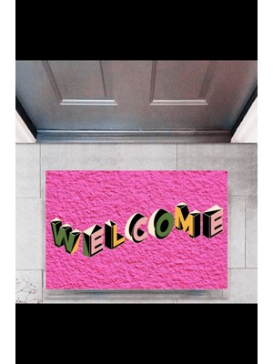Kapı Önü Paspası Dekoratif Dijital Baskı Welcome P-2343