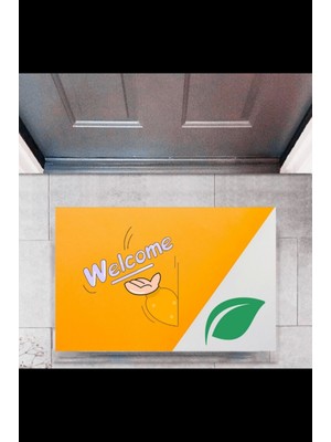 Kapı Önü Paspası Dekoratif Dijital Baskı Welcome P-2345