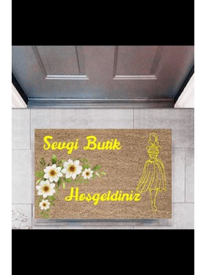 Kapı Önü Paspası Dekoratif Dijital Baskı Butik Hoşgeldiniz P-2445