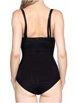 Siyah Açık Göğüs Çıtçıtlı Dikişsiz Korse - 756