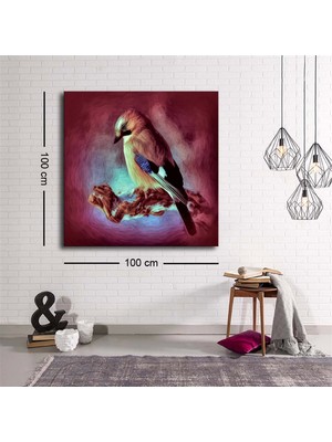 Marsilyan- Dekoratif Baskı Illüstrasyon Popart Kuş Kare Kanvas Tablo