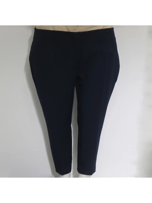 Klapa Fistan Store Kadın Lacivert Düz Yüksek Bel Normal Kesim Boru Paça Yazlık Battal Kumaş Pantolon