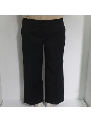 Klapa Fistan Store Kadın Siyah Düz Yüksek Bel Rahat Kesim Geniş Paça Astarlı Yazlık Kumaş Pantolon