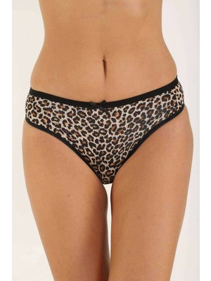 10 Adet Leopar Desenli Likralı Yumuşak Dokulu Kadın Slip Külot