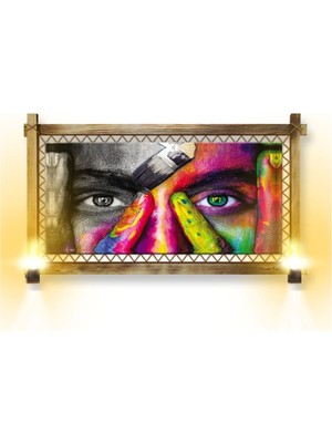 Marsilyan- Rustik Işıklı Soyut Kanvas Rustik Tablo K