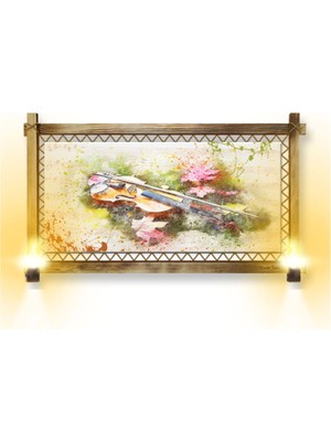 Marsilyan- Rustik Işıklı Keman Kanvas Rustik Tablo B