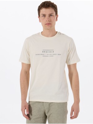 Jack & Jones Bisiklet Yaka Beyaz Erkek T-Shirt 12288375_JORREMINDER Tee Ss Crew Ne