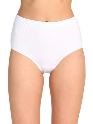 2 Adet Tutku Kadın Yüksek Bel Bato Kalın Lastik Külot Beyaz