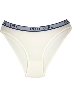 10 Adet Beli Yazılı Pamuklu Kalın Lastik Kadın Slip Külot