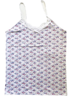 5 Adet Kadın Askılı Desenli Atlet Dantelli Empirme Pamuklu Penye D6-10