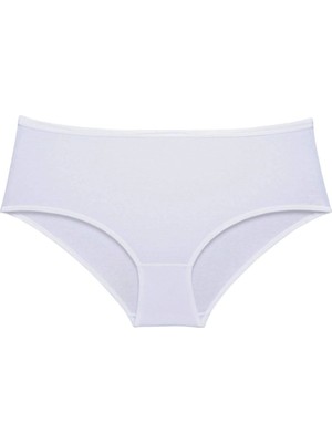 3 Adet Kadın Yüksek Bel Bato Külot Beyaz Gri Pudra