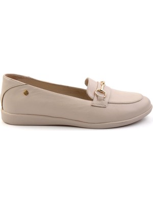 Bej Leather Kadın Loafer Ayakkabı K01087238403