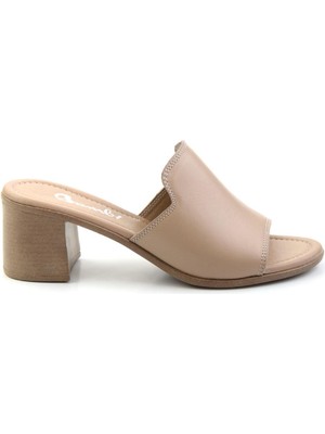 Bej Leather Kadın Terlik K04040012203