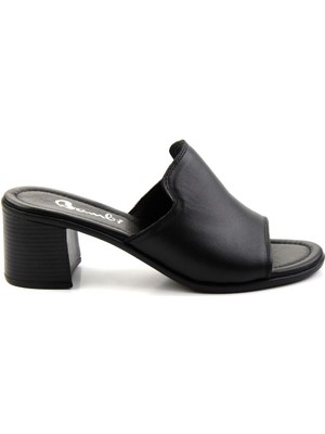 Siyah Leather Kadın Terlik K04040012203