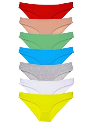 7 Adet Süper Eko Set Likralı Kadın Slip Külot Çok Renkli