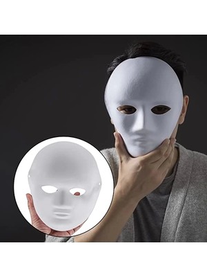 Beyaz Renk Boyanabilir Anonim Tam Yüz Cosplay Maske 24X18 cm