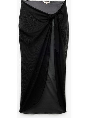 Koton Bağlama Detaylı Midi Asimetrik Tül Pareo Etek