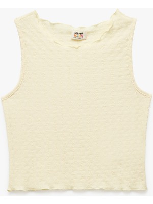 Koton Bisiklet Yaka Kolsuz Slim Fit Dokulu Crop Atlet