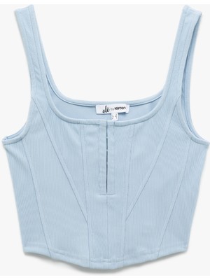 Koton Kare Yaka Korse Detaylı Kolsuz Slim Fit Crop Bluz