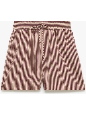Koton Viskon Kumaş Regular Fit Beli Bağcıklı Cepli Mini Şort