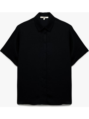 Koton Aerobin Kumaş  Klasik Yaka Kısa Kollu Gömlek