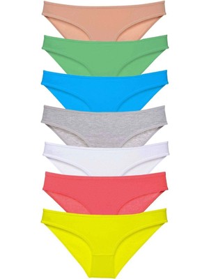 7 Adet Süper Eko Set Likralı Kadın Slip Külot Çok Renkli