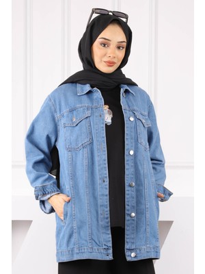 Mavi Cepli Kot Ceket