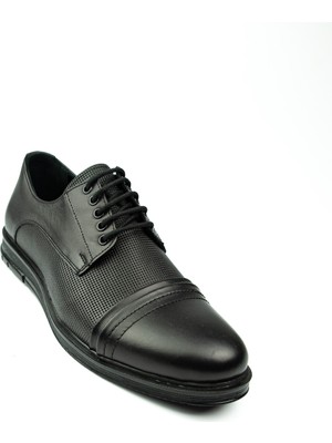 Nobel 1053 Baskılı Siyah Deri Erkek Klasik Ayakkabı