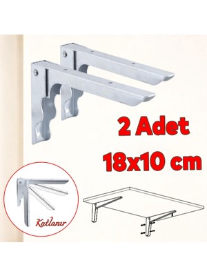 Metal Katlanır Raf Altı Ayağı Duvara Monteli Balkon Masası Sehpası Montajı 18 x 10 cm (2 Adet)