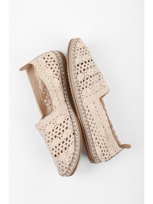 Kadın Nula Ten Örgü Işlemeli Espadril