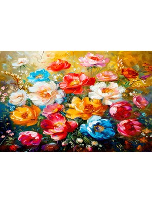 Aden Dekoratif Çiçekler Renkli Kanvas Tablo