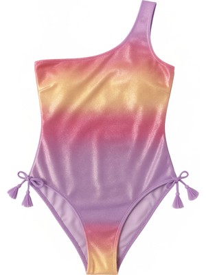 Kadın Unicorn Tek Omuz Mayo Çok Renkli