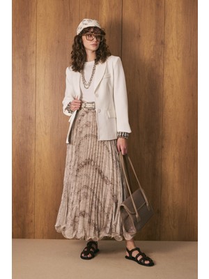 Violet Pileli Etek Zincir Desen