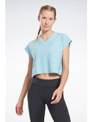 Reebok Perforated Tee MAVI- Kadın Kısa Kol T-Shirt