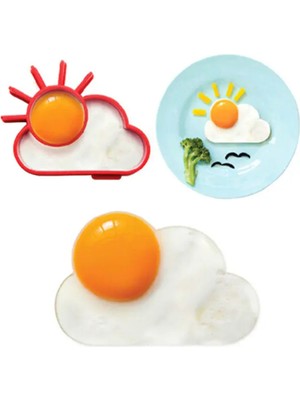 Valletta Geronimo Güneş ve Bulut Şekilli Yumurta Kalıbı Silikon Omlet Kalıbı Kahvaltı Sunum