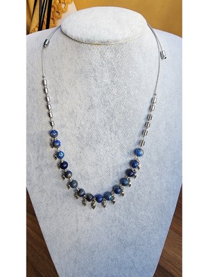 Lapis Lazuli Hematit Tasarım Sallantı Kolye