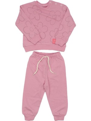 Kız Bebek Pembe Papatya Baskılı 2'li Takım - 1015277