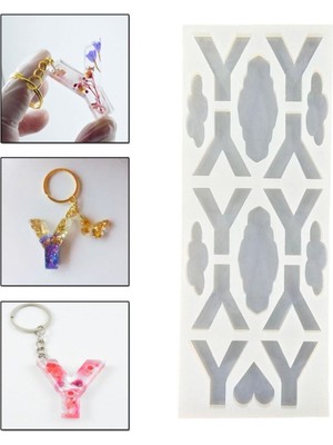 Epoksi Çoklu Silikon Kalıp Y Harfi Anahtarlık Reçine Seri Döküm Kalıbı 4 cm 10 Lu