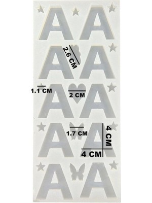 Epoksi Çoklu Silikon Kalıp A Harfi Anahtarlık Reçine Seri Döküm Kalıbı 4 cm 10 Lu