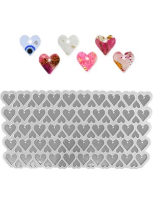 Epoksi Silikon Kalıp Çoklu Kalp Delikli Anahtarlık Kolye Kalıbı Küçük Boy 3 cm 50 Li