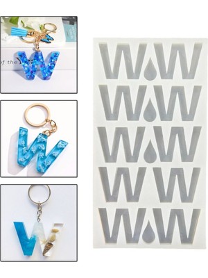 Epoksi Çoklu Silikon Kalıp W Harfi Anahtarlık Reçine Seri Döküm Kalıbı 4 cm 10 Lu