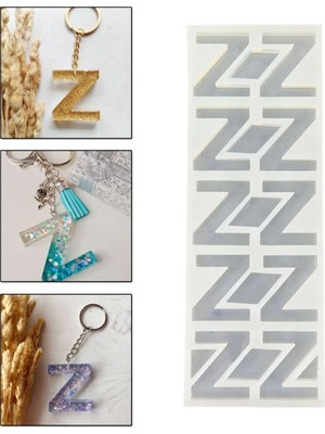 Epoksi Çoklu Silikon Kalıp Z Harfi Anahtarlık Reçine Seri Döküm Kalıbı 4 cm 10 Lu