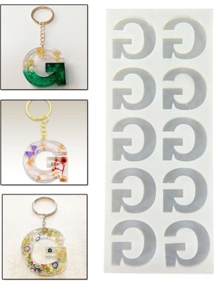 Epoksi Çoklu Silikon Kalıp G Harfi Anahtarlık Reçine Seri Döküm Kalıbı 4 cm 10 Lu