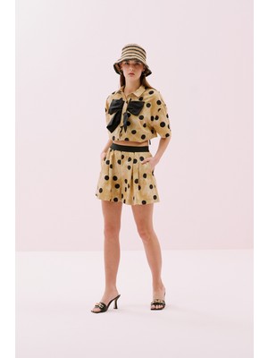 Puan Desenli Beli Lastikli Pileli Şort Standart Renk Y2512610_089