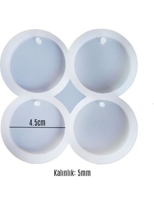 Epoksi Silikon Kalıp Delikli Yuvarlak Anahtarlık Kolye Kalıbı 4 Lü