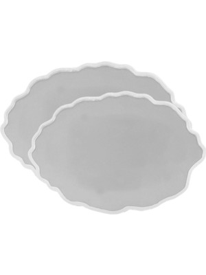 Epoksi Silikon Kalıp Söz ve Nişan Tepsi Kalıbı Oval Düzensiz Dalgalı Tepsi Seti 2 Li