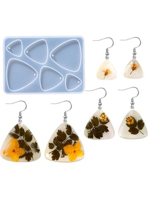 Epoksi Silikon Kalıp Çoklu Anahtarlık Üçgen Oval Delikli Kolye Küpe Kalıbı