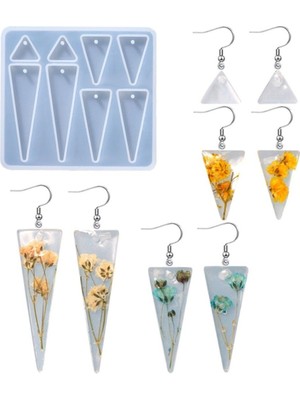 Epoksi Silikon Kalıp Çoklu Anahtarlık Geometrik Üçgen Delikli Kolye Küpe Kalıbı