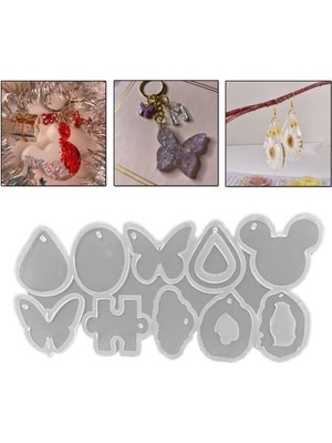 Epoksi Kalıbı Çoklu Figürler Damla Kelebek Mickey Mouse Kolye ve Anahtarlık Kalıbı 10 Lu
